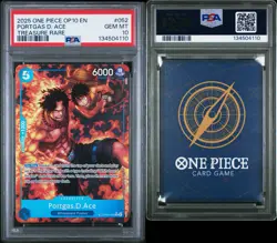 2025 One Piece Portgas D. Ace - OP10-052 Treasure Rare - PSA 10 GEM MINT - Image 3
