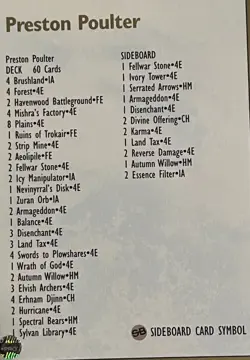 Magic Pro Tour 1996 NYC Preston Poulter- 66 Cards MISSING MOST SIDEBOARD MTG - Image 2