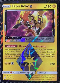 Tapu Koko Prism Star 51/181 Sm-Team Up Holo - Pokemon Card - Image 1