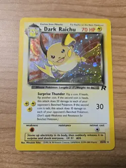 Pokemon Dark Raichu Holo Card 83/82 Vintage WOTC, LP Condition - Image 1