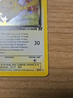 Pokemon Dark Raichu Holo Card 83/82 Vintage WOTC, LP Condition - Image 3
