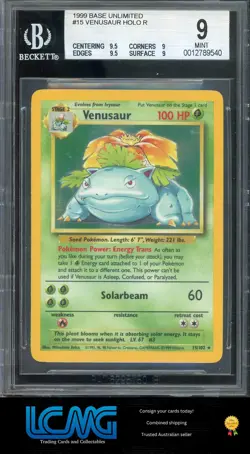 Pokemon TCG Card Base Set #015/102 Venusaur Holo BGS 9 MINT - Image 1