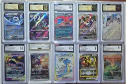 Pokemon Card Bundle, 10 Graded Pokemon Slabs, SR UR AR Holos & more! RARE - Image 1