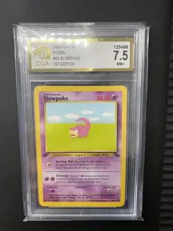 SLOWPOKE Fossil 1ST EDITION Pokemon Card 55/62 CGA 7.5 - Image 2