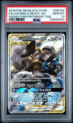 Lucario & Melmetal GX PSA 10 SM192 English Pokemon Card 2019 Tin Promo Alt Art - Image 1