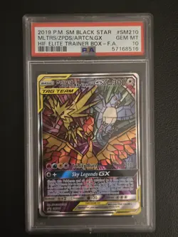 2019 Pokemon Black Star Promo Moltres Zapdos Articuno GX #SM210 GEM Mint PSA 10 - Image 1