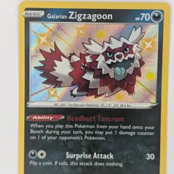 Galarian Zigzagoon SV078/SV122 Shining Fates Baby Shiny Pokemon TCG - Image 2