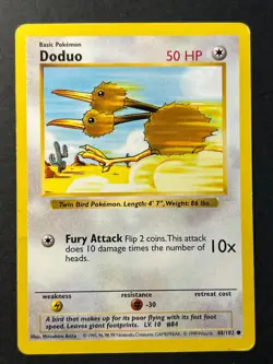 Doduo 48/102 Shadowless Base Set - Common Pokemon Card - WOTC MP - Image 1