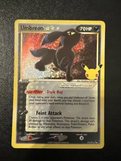 Pokemon TCG Umbreon Gold Star 17/17 Celebrations 25th Anniversary Rare Holo Card - Image 1