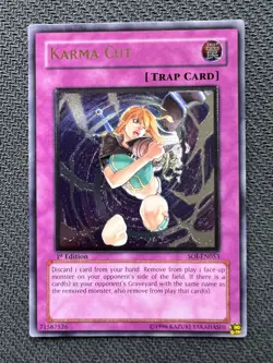 Yugioh Karma Cut 1st Edition Ultimate Rare SOI-EN053 NM - Image 1