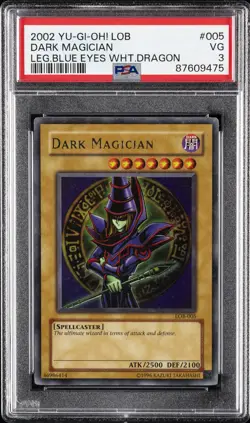 2002 YU-GI-OH! LOB-LEGEND OF BLUE EYES WHITE DRAGON #005 DARK MAGICIAN PSA 3 - Image 1