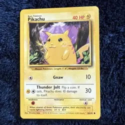 Pokemon Card Pikachu Base Set 58/102 Common Unlimited NM-Mint super clean! - Image 1