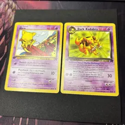 Dark Abra and Kadabra - 1st Edition Team Rocket Vintage Pokemon Card - LP - Image 1