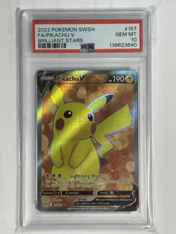 Pokemon Pikachu V 157/172 Full Art 2022 Brilliant Stars PSA 10 Gem Mint Card - Image 1