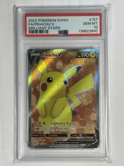 Pokemon Pikachu V 157/172 Full Art 2022 Brilliant Stars PSA 10 Gem Mint Card - Image 2