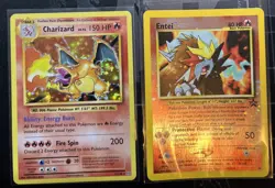 Pokemon 2 Card Lot (Charizard Holo 11/108 & Entei Promo Reverse Holo 34) - Image 1