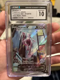Mewtwo V CGC Gem Mint 10 Alt Art Pokemon Go 072/078 Full Art Pokemon Card 2022 - Image 1