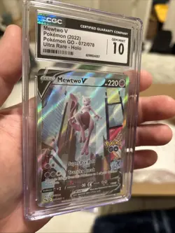 Mewtwo V CGC Gem Mint 10 Alt Art Pokemon Go 072/078 Full Art Pokemon Card 2022 - Image 3