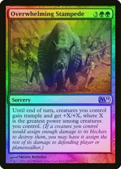 Overwhelming Stampede FOIL Magic 2011 / M11 NM Green Rare MTG - Image 1