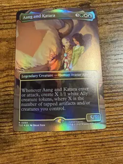 MTG Magic The Gathering Avatar Aang and Katara Eternal Borderless Showcase FOIL - Image 1