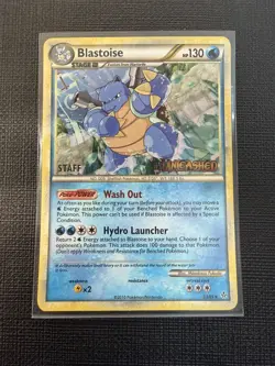 Pokemon H GSS STAFF Stamped PRERELEASE HS UNLEASHED BLASTOISE HOLO - Image 1