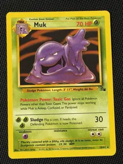 Pokemon TCG Muk 28/62 Fossil Regular Non-Holo Rare LP Condition - Image 1