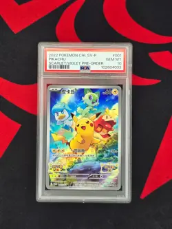 PSA 10 Chinese Pikachu 001/SV-P Promo Scarlet & Violet Holo Pokemon TCG - Image 1