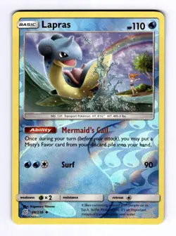 Lapras SM - Unified Minds #36 (2019) Uncommon Reverse Holo NM Pokemon - Image 1
