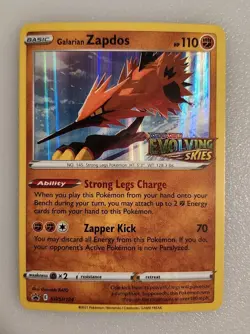 Pokemon TCG: Galarian ZAPDOS - (Prerelease) Promo Evolving Skies SWSH124 - Image 1