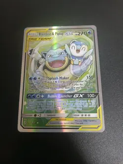 Pokemon TCG Blastoise & Piplup GX Alternate Full Art 215/236 SM Cosmic Eclipse - Image 1