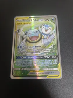 Pokemon TCG Blastoise & Piplup GX Alternate Full Art 215/236 SM Cosmic Eclipse - Image 2