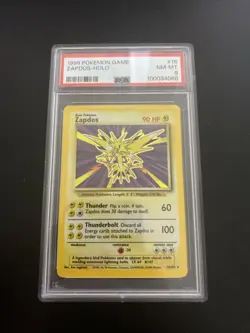 1999 POKEMON BASE SET UNLIMITED #16 ZAPDOS-HOLO PSA 8 - Image 1
