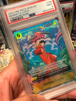 Monkey D. Luffy PSA 9 One Piece English Card OP07-109 2024 Treasure Rare - Image 1