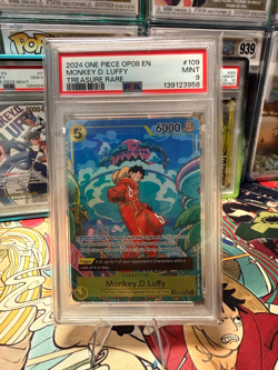 Monkey D. Luffy PSA 9 One Piece English Card OP07-109 2024 Treasure Rare - Image 2