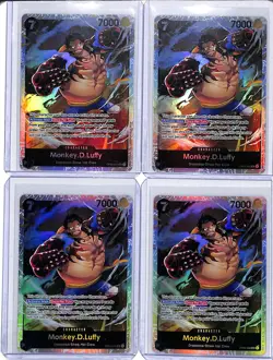(4) Lot 2023 One Piece Kingdoms of Intrigue Monkey.D.Luffy #OP04-090 SR - Image 1
