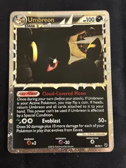Pokemon Umbreon Prime Ultra Rare Holo 86/90 Undaunted HP100 Evoblast Card 2010 - Image 1