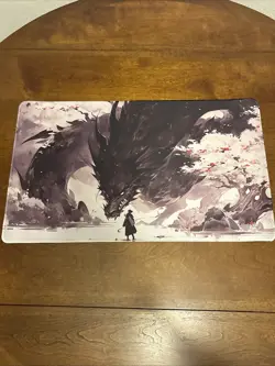 MTG Playmat 24x14 in Stitched Edges Shadow Dragon for TCG Card Game - Image 1