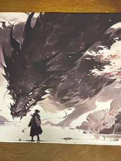 MTG Playmat 24x14 in Stitched Edges Shadow Dragon for TCG Card Game - Image 3