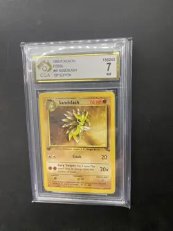 Pokemon Card Sandslash 41/62 1st Edition Fossil Near Mint CGA 7 - Image 1