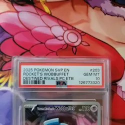 Team Rockets Wobbuffet 203 Destined Rivals ETB Promo Card Pokemon Center PSA 10 - Image 4