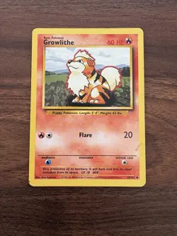 Pokemon TCG Growlithe Base Set 28/102 Regular Unlimited Uncommon Card MP - Image 1