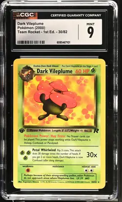 CGC 9 MINT Dark Vileplume Team Rocket 1st Edition 30/82 Pokemon Card - Image 1