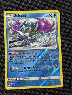 Suicune 59/214 Sun & Moon Lost Thunder Pokemon Card Reverse Holo Rare - Image 1