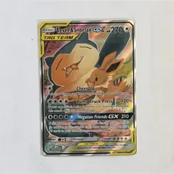 Pokemon Eevee & Snorlax GX SM169 SM Promo TAG TEAM Holo Basic 270HP Card - Image 1