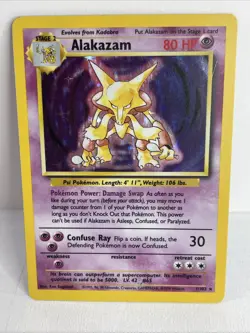 1999 Pokemon TCG Alakazam Base Set Holo Unlimited Rare Card 1/102 - Image 1