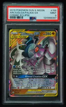 Arceus & Dialga & Palkia GX 156 PSA 9 Cosmic Eclipse Pokemon Card - Image 1