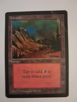 Mountain HP / Damaged MTG Magic the Gathering Beta Basic Land (C) - Image 1