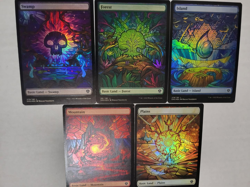 MTG DOMINARIA UNITED STAINED GLASS LAND ALL FOIL 5 SET ART EX-MINT FREE SHIP!!! - Image 1