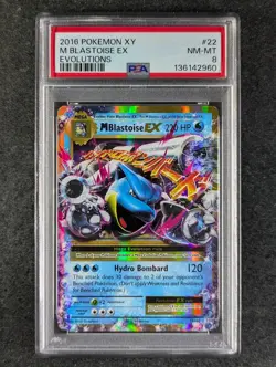 2016 Pokemon M BLASTOISE EX 22/108 Evolutions Ultra Rare Holo English PSA 8 - Image 1