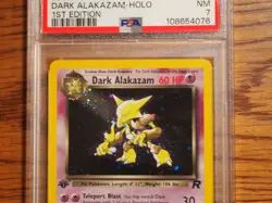 Pokemon 2000 1st Edition Team Rocket Dark Alakazam rare foil card PSA 7 - Image 2